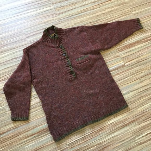 Eddie Bauer Wool Pullover Henley Knit Sweater Vintage Burgundy Heather - Picture 2 of 7